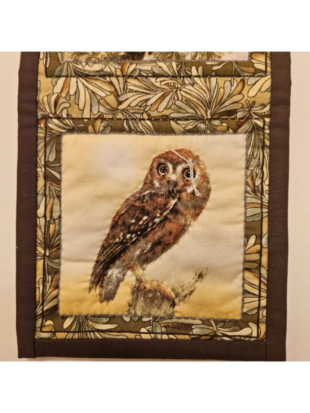 Owl Wall Hanging Quilted Screech Owl With Hanger 11.5
